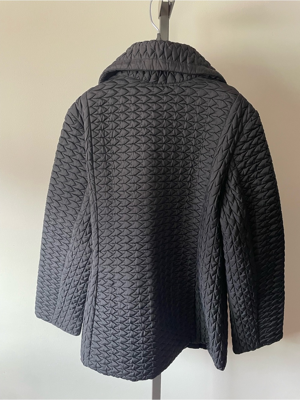 Anne Klein Textured Quilted Geometric Zip Jacket XL Black - Picture 2 of 11